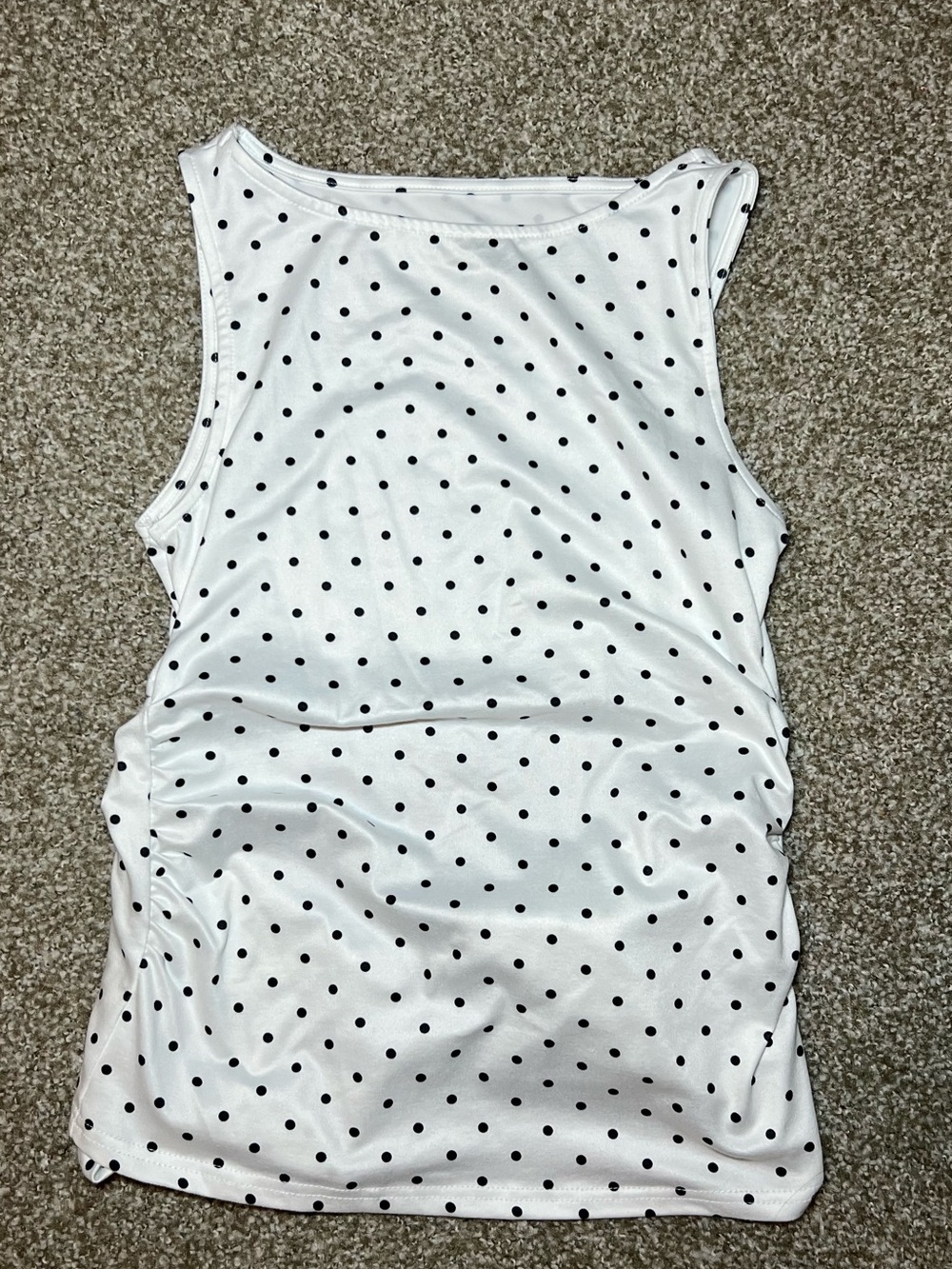Polka Dot Sleeveless Tank Top - White with Black Dots
